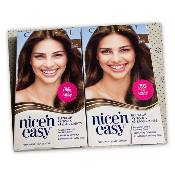 Clairol Nice’n & Easy Other - Nice'n Easy Permanent Hair Color, 5 Medium Brown, pack of 2